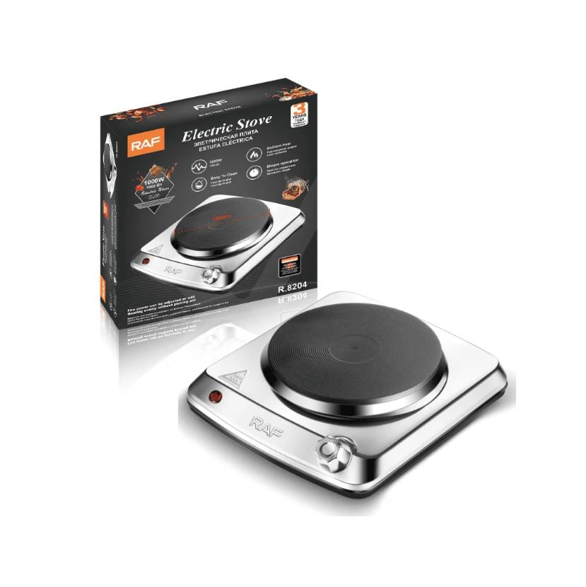 RAF Electric Stove Single Hot Plate 1000W | Portable Cooking Burner | Overheat Protection | Model R.8204
