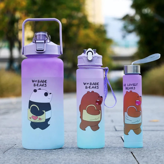 2L 3 in 1 Water Bottles Bear Design Set for Schools / Sports /Gym`