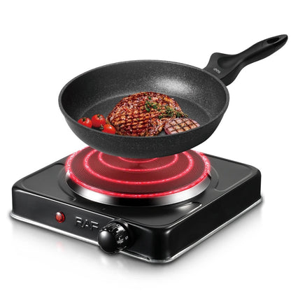 RAF Electric Stove 1000W | Single Hot Plate | Portable Electric Cooking Burner with Overheat Protection & Non-Stick Coil