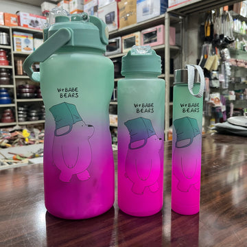 2L 3 in 1 Water Bottles Bear Design Set for Schools / Sports /Gym`