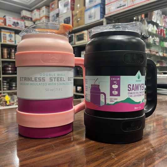 1.4L Double-Wall Insulated Stainless Steel Tumblers With Straws