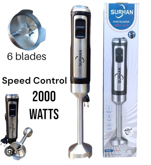 Surhan SR-110 Hand Blender – 21-Speed Stainless Steel Stick Blender with Ice-Crushing Blades